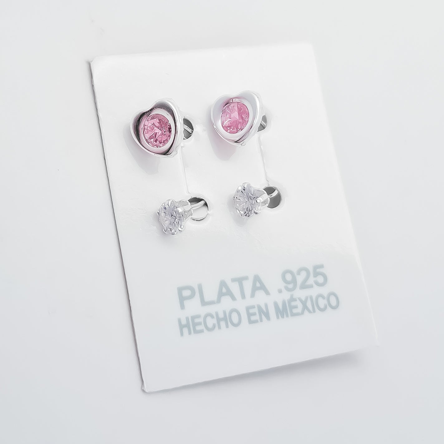 Arete Curvo Corazon Rosa