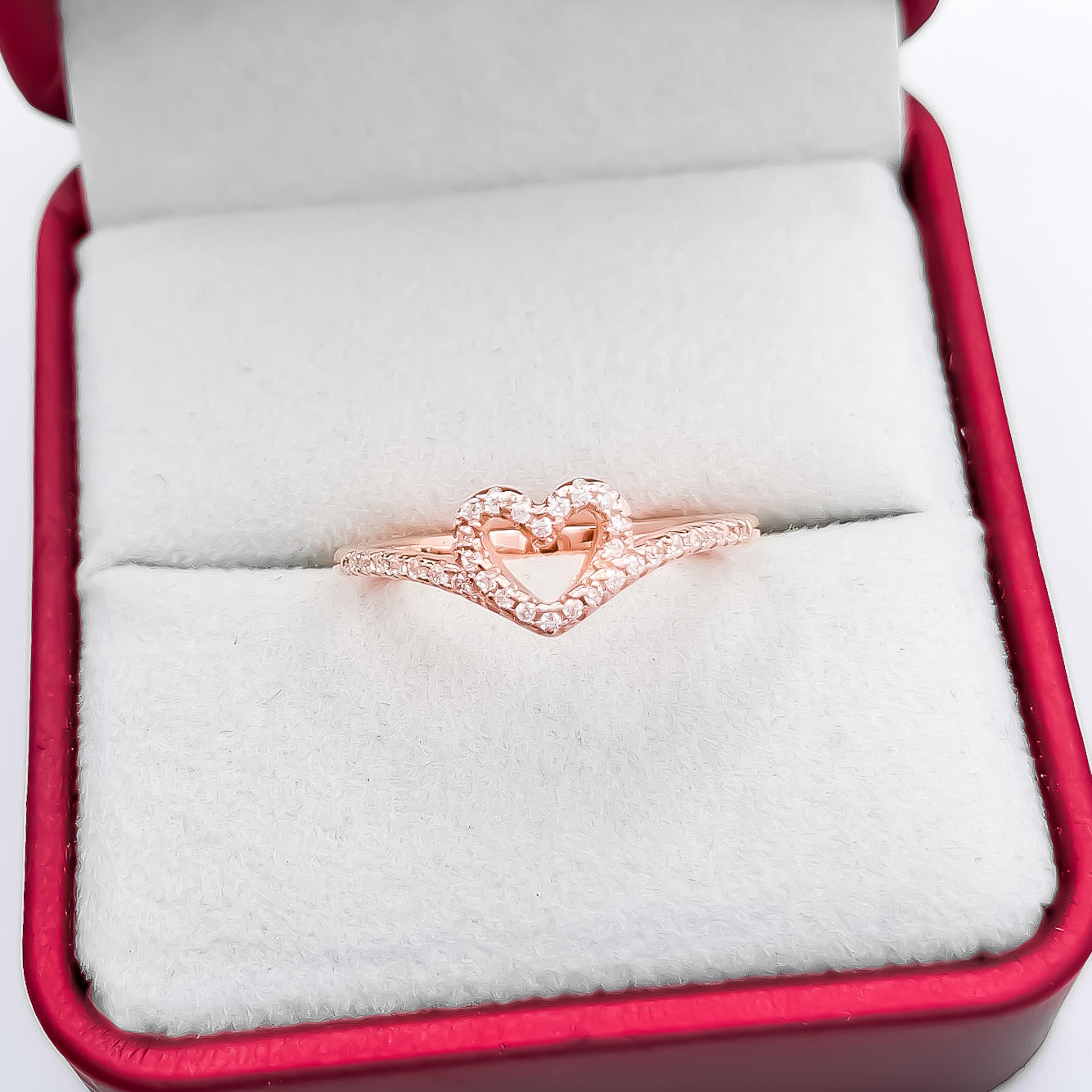 Anillo Plata Rosa Corazon