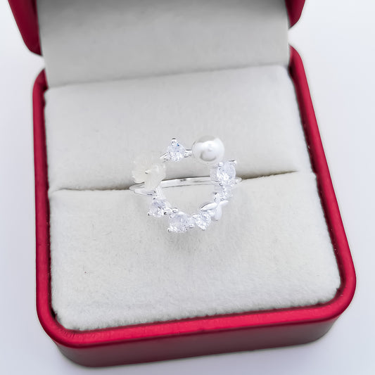 Anillo Zirconia Perla Flor