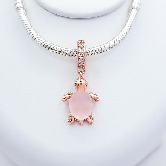 Charm Tortuga Plata Rosa