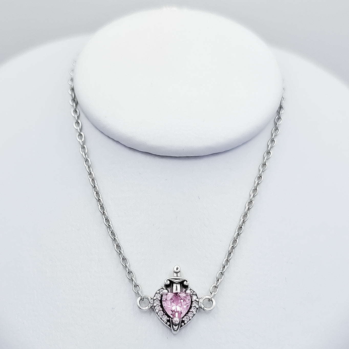 Pulsera Corazon Espada Rosa