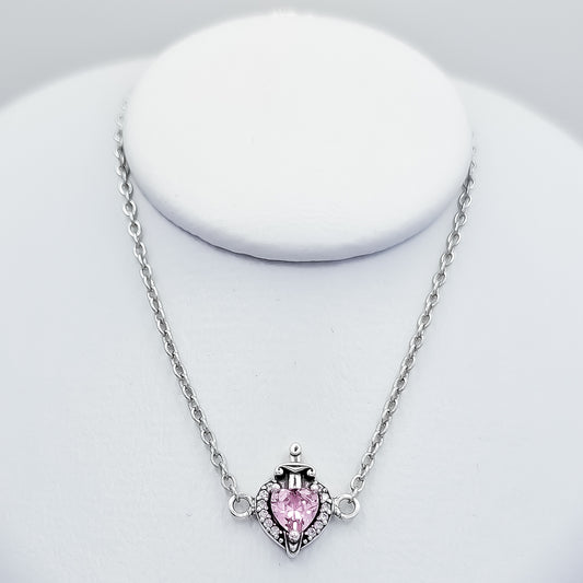 Pulsera Corazon Espada Rosa