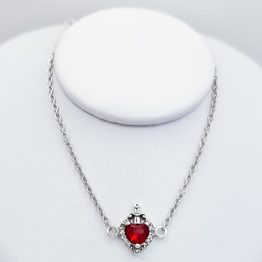 Pulsera Corazon Espada Roja