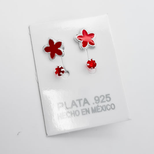 Arete Telefono Flor Roja