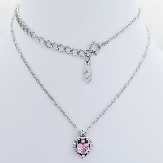 Collar Corazon Espada Rosa