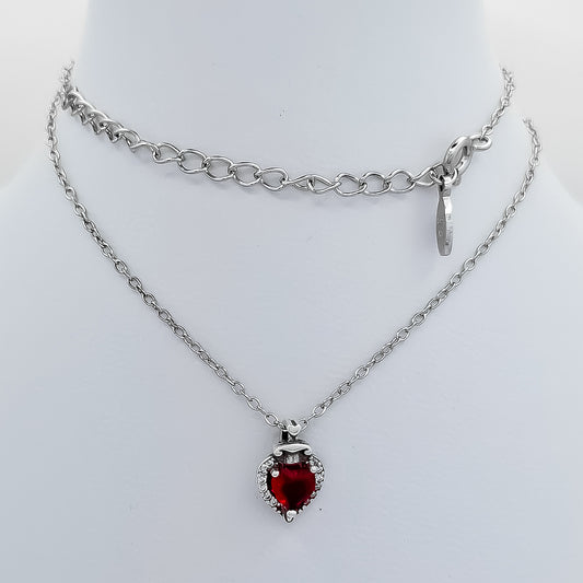 Collar Corazon Espada Rojo