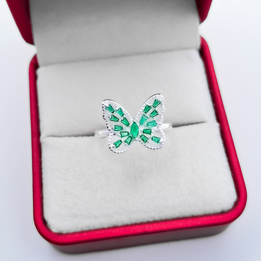 Anillo Mariposa Zirconia Verde