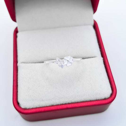 Anillo Trebol Blanco