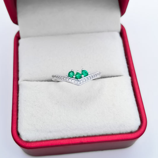 Anillo Tipo Corona Zirconia Verde