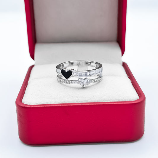 Anillo Corazon Negro Zirconia