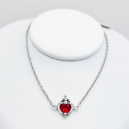 Pulsera Corazon Espada Rojo