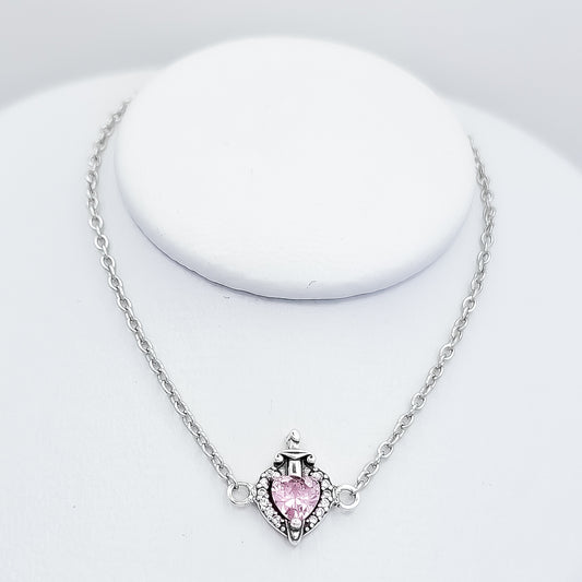 Pulsera Corazon Espada Rosa