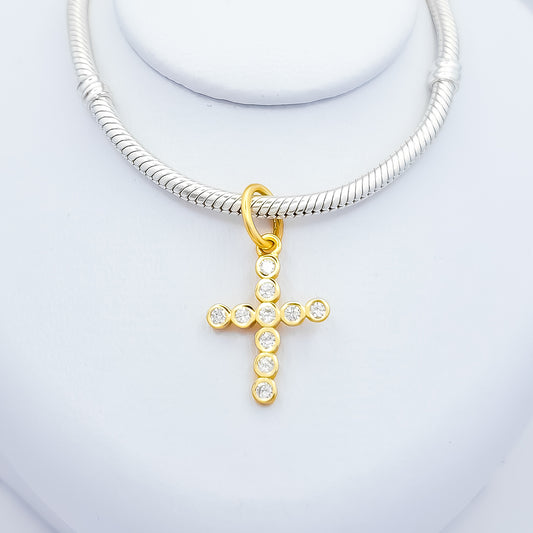 Charm Cruz Dorada Zirconia