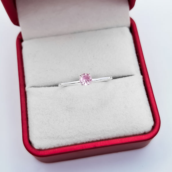 Anillo Solitario Rosa