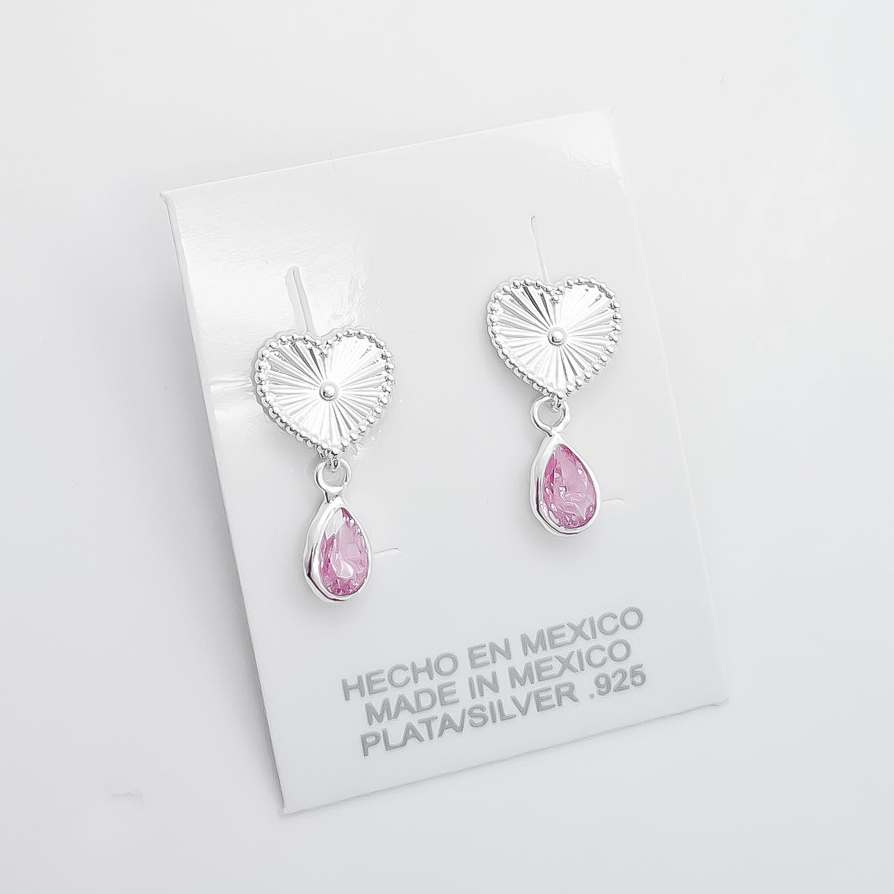 Arete Corazon Diamantado Rosa
