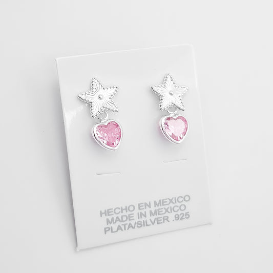 Arete Estrella Corazon Rosa
