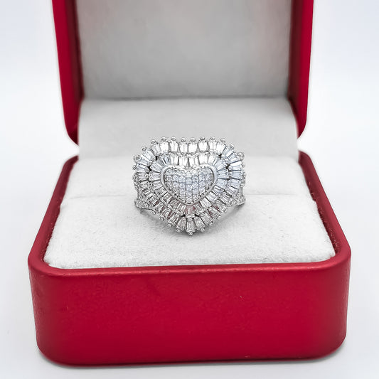 Anillo Corazon Zirconia Baguette