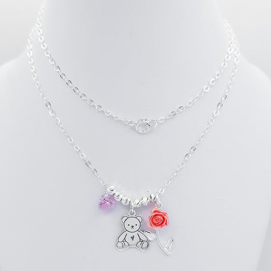 Collar Oso Rosa Naranja