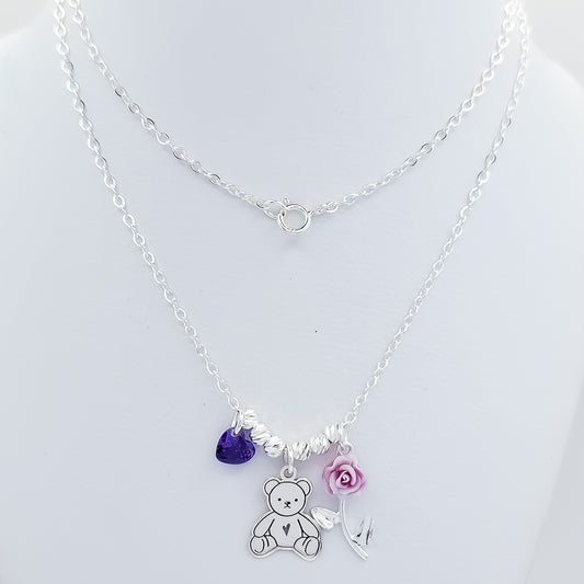 Collar Oso Rosa Morado