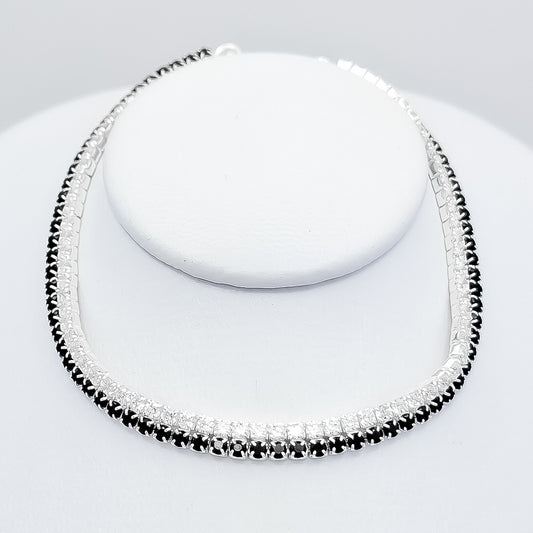Pulsera Zirconia Negra Blanca