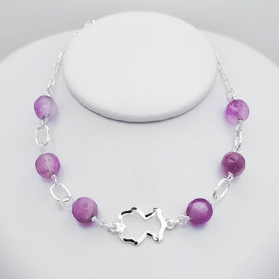 Pulsera Oso Agata Morada
