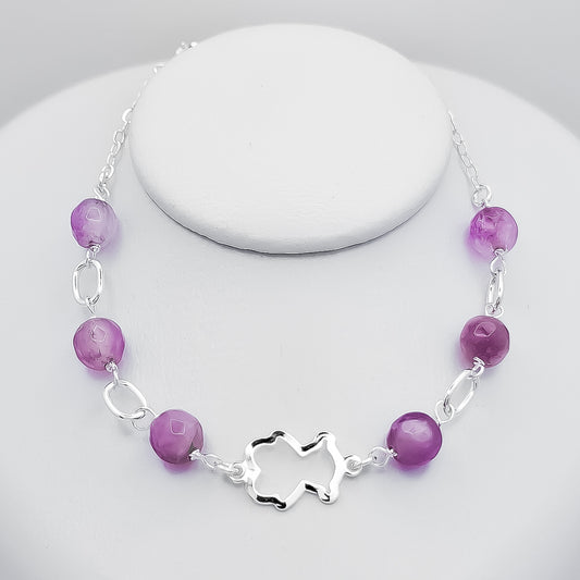 Pulsera Oso Agata Morada