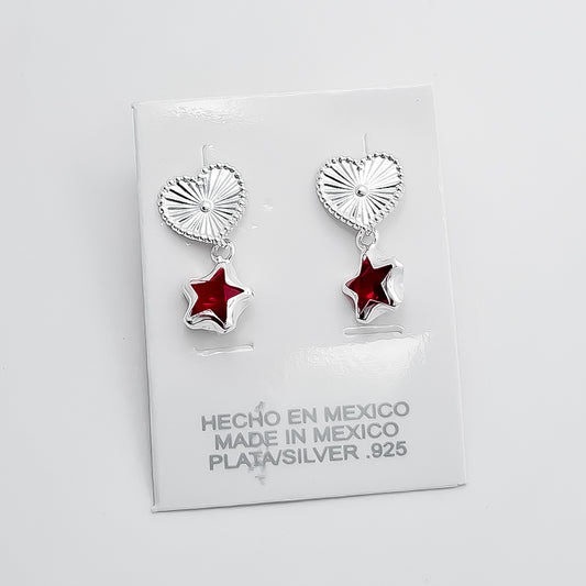 Arete Corazon Estrella Rojo