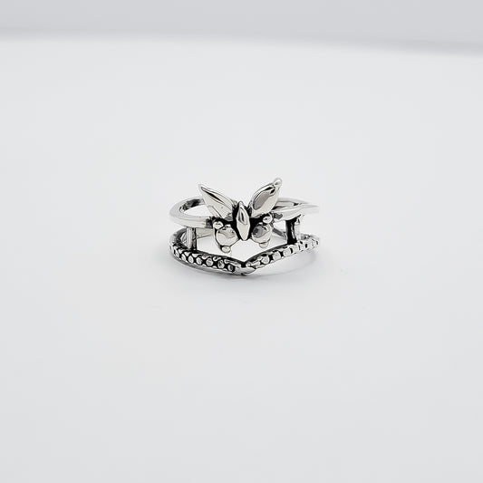 Anillo Mariposa Medio Dedo Pavonado