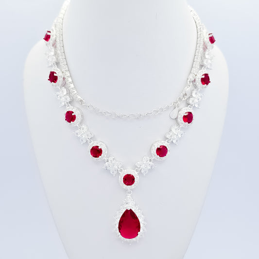 Collar Zirconias Roja