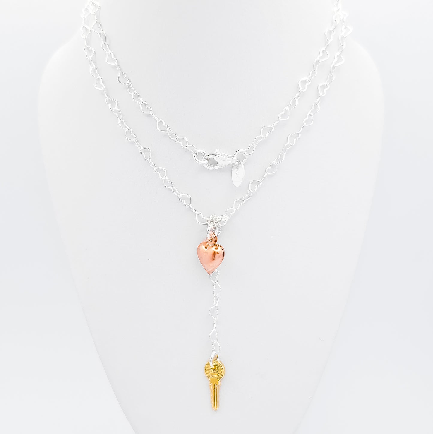 Collar Corazones Llave Rosa