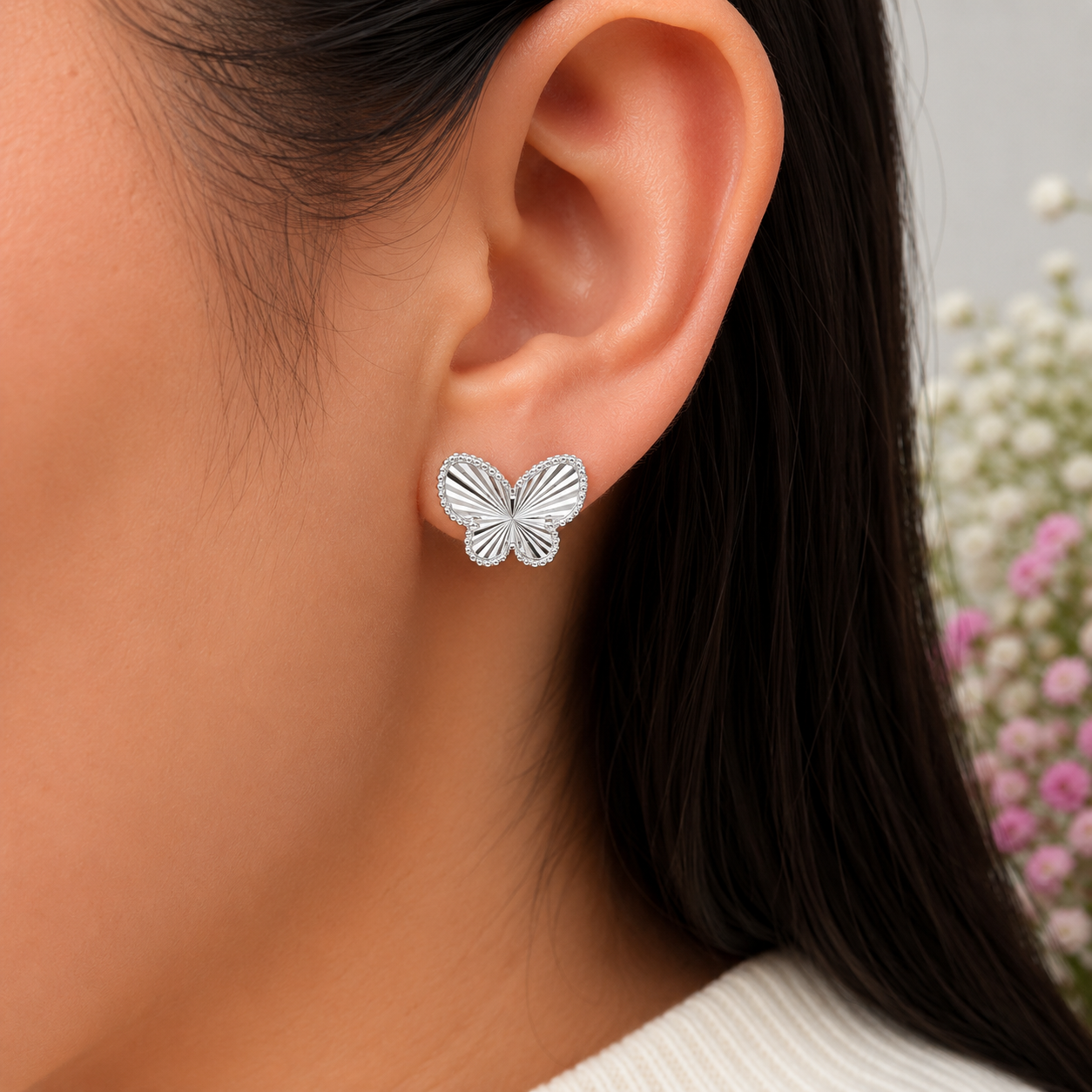 Arete Mariposa Diamantado Plata Ley 925