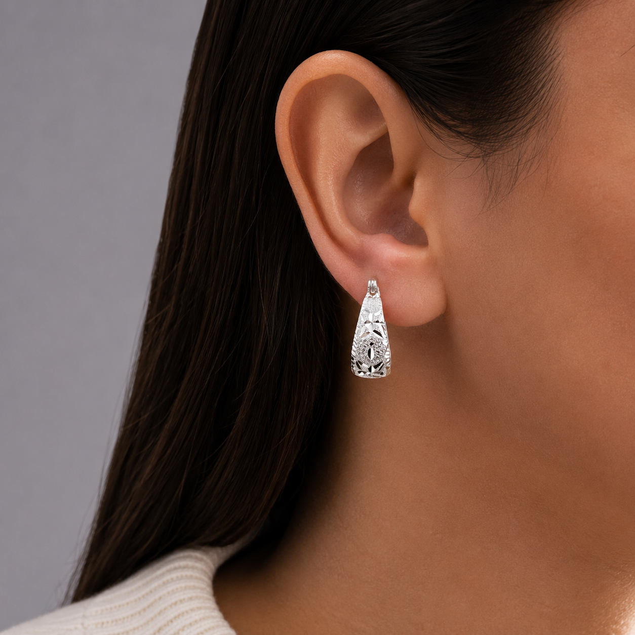 Arracada Diamantada Plata Ley 925