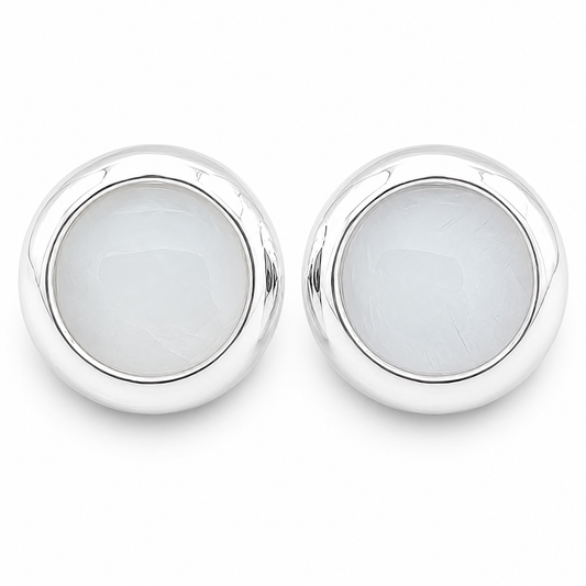 Arete Circulo Blanco Plata Ley 925