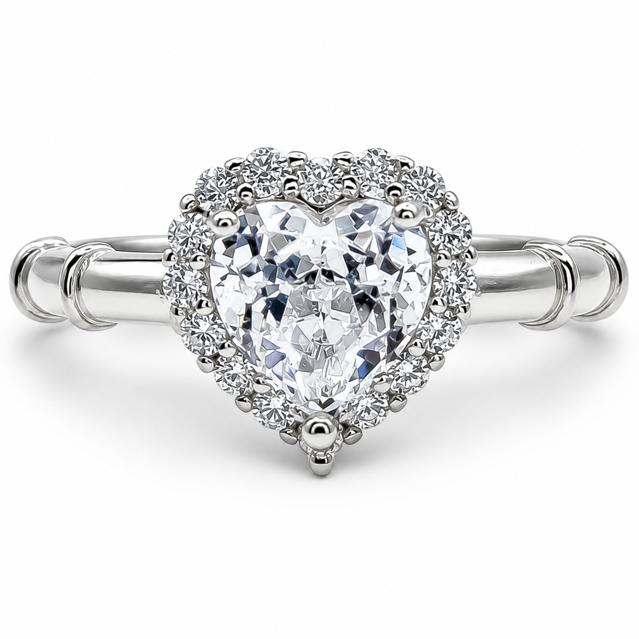 Anillo Blanco Corazon Plata Ley 925