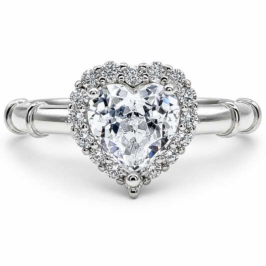 Anillo Blanco Corazon Plata Ley 925