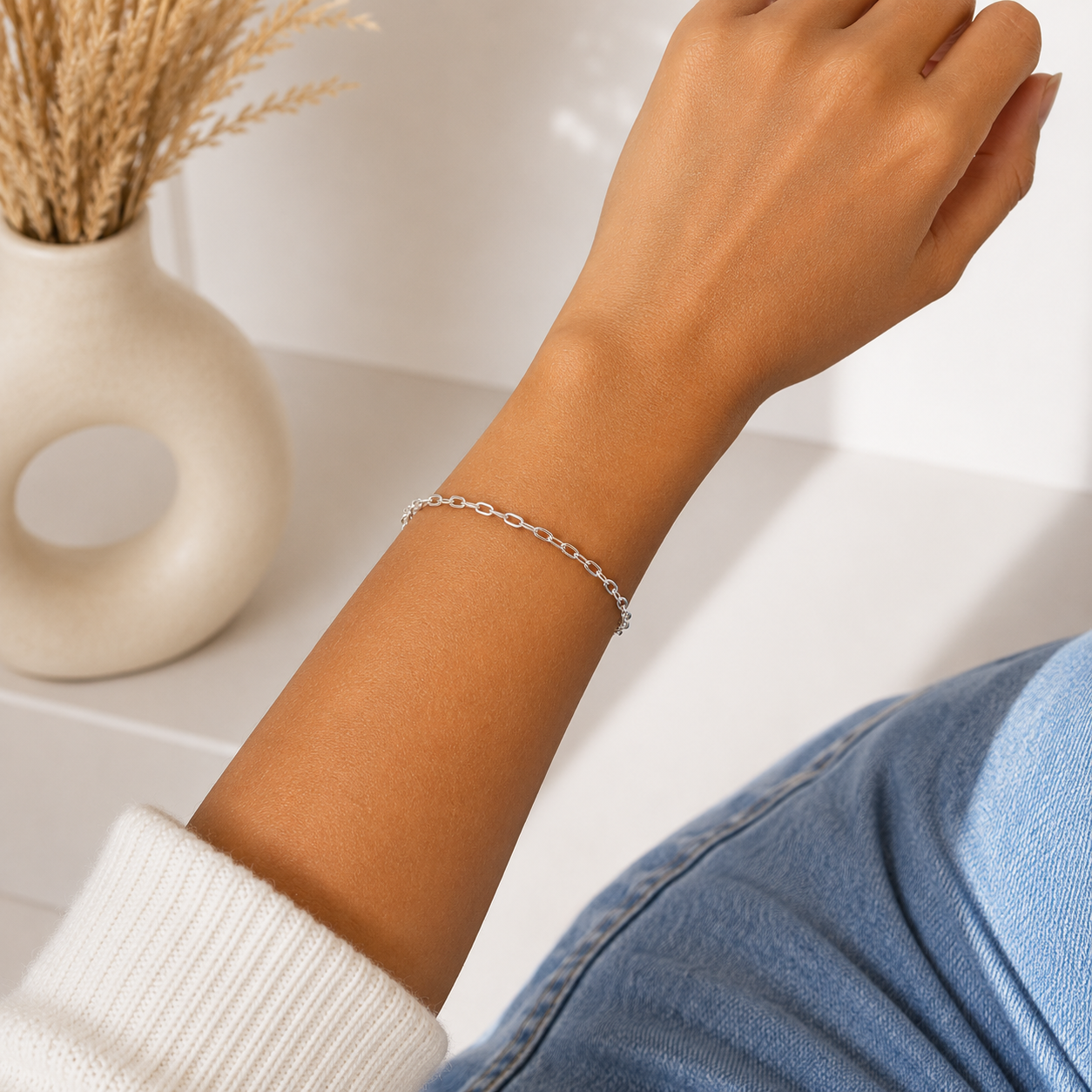 Pulsera Tipo Clip Plata Ley 925
