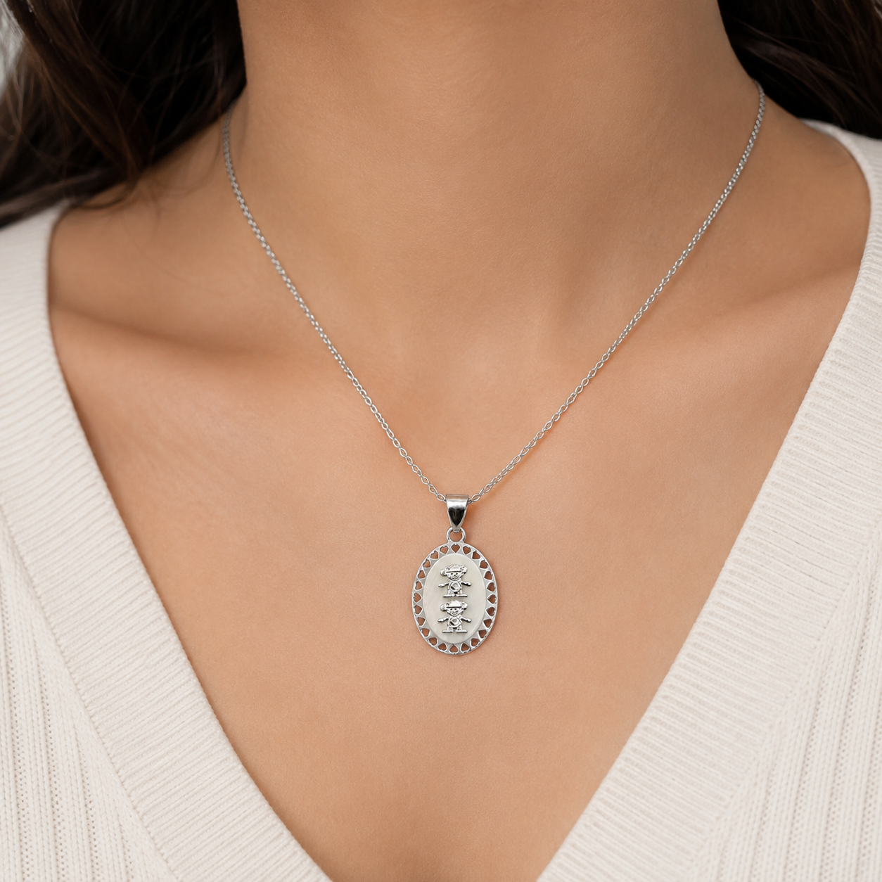 Dije Blanco 2 Niñas Plata Ley 925