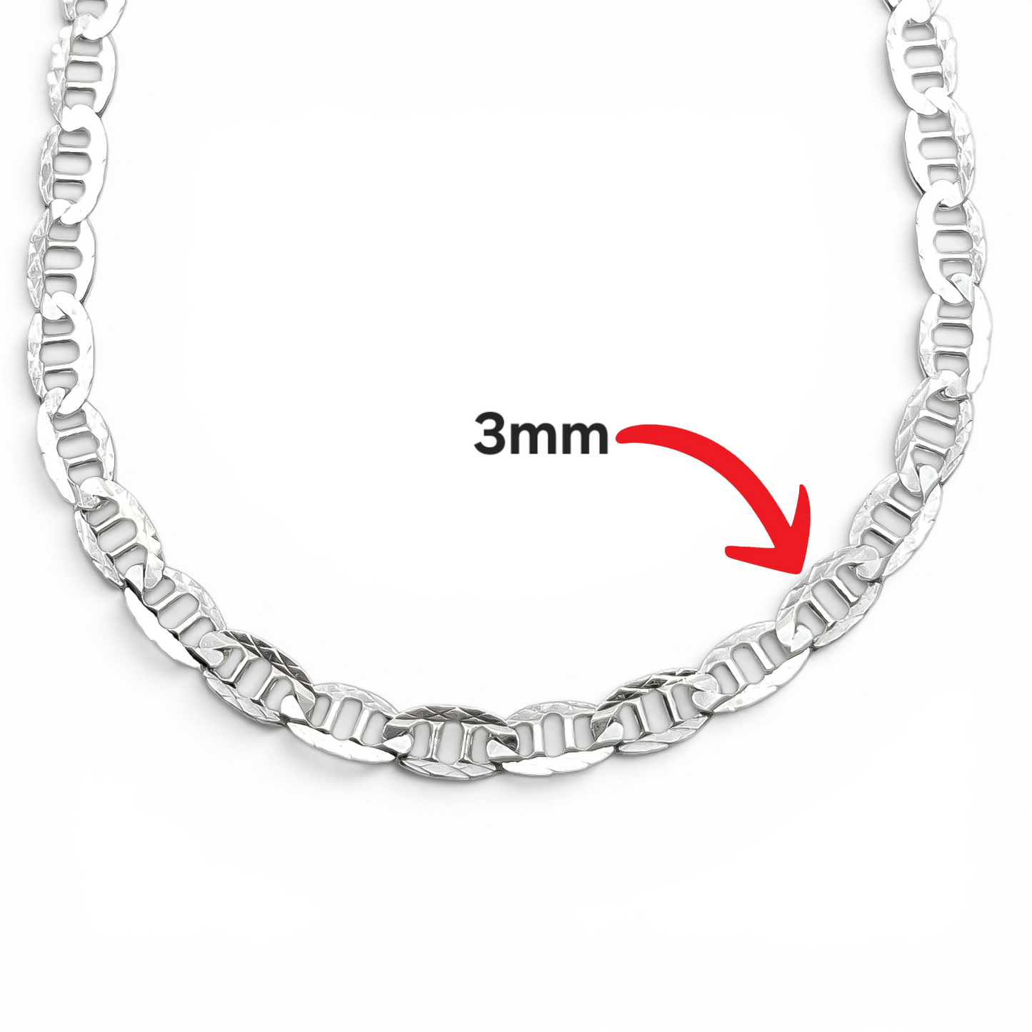 Cadena Escalera 3mm Plata Ley 925