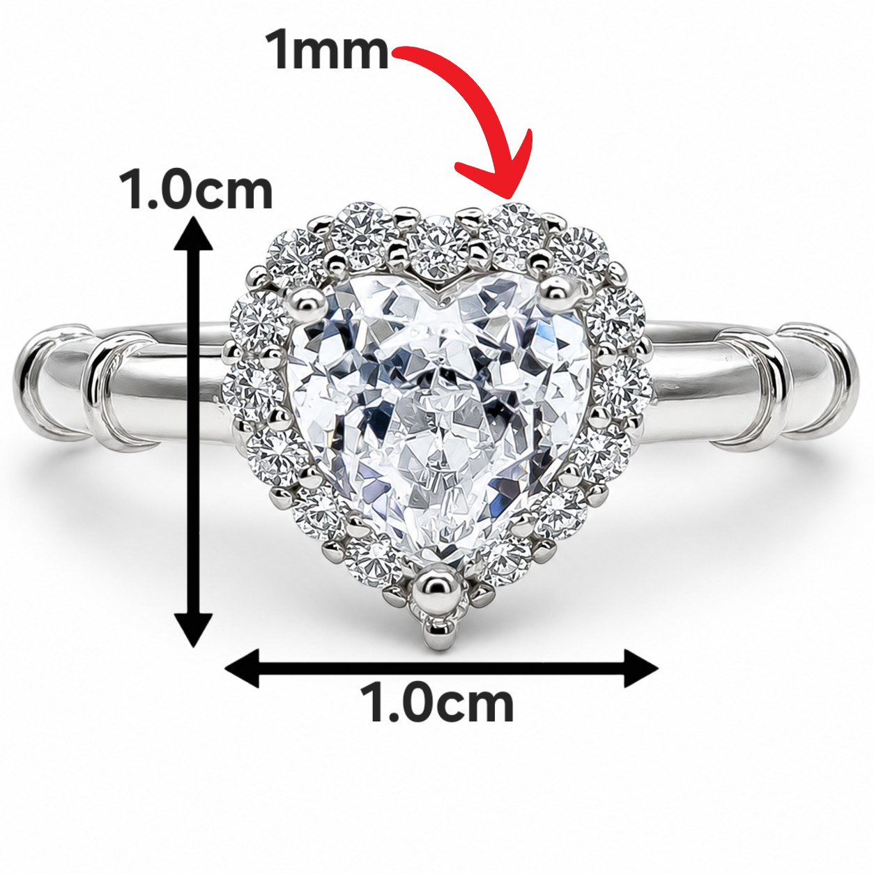 Anillo Blanco Corazon Plata Ley 925