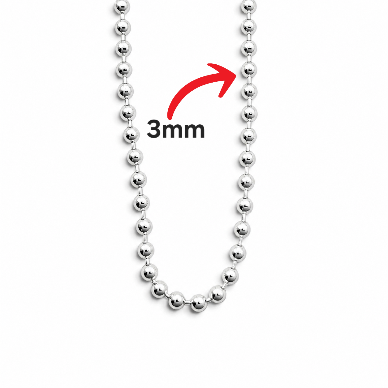 Cadena Bola 3mm Plata Ley 925