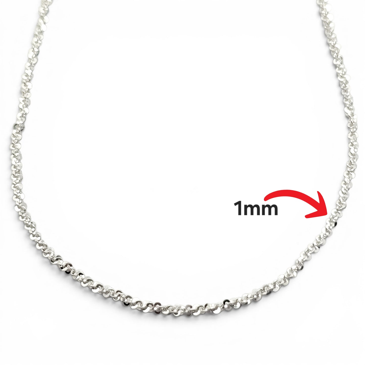 Cadena Margarita 1mm Plata Ley 925