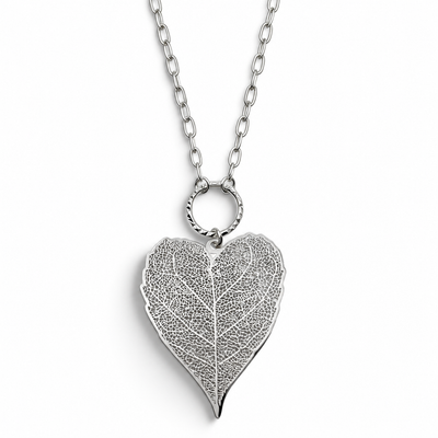 Collar Corazon Hoja Plata Ley 925