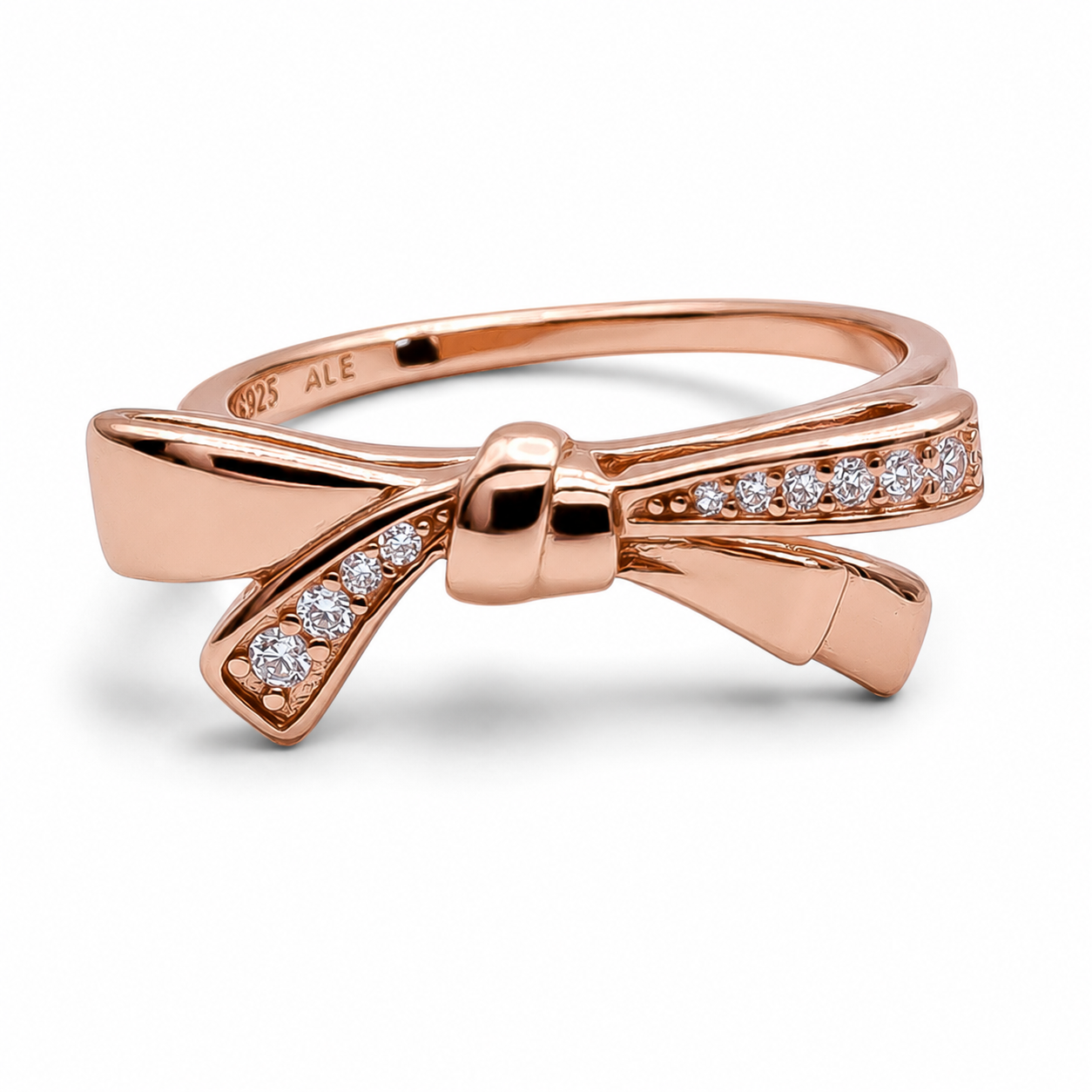 Anillo Moño Rosa Pan Plata Ley 925