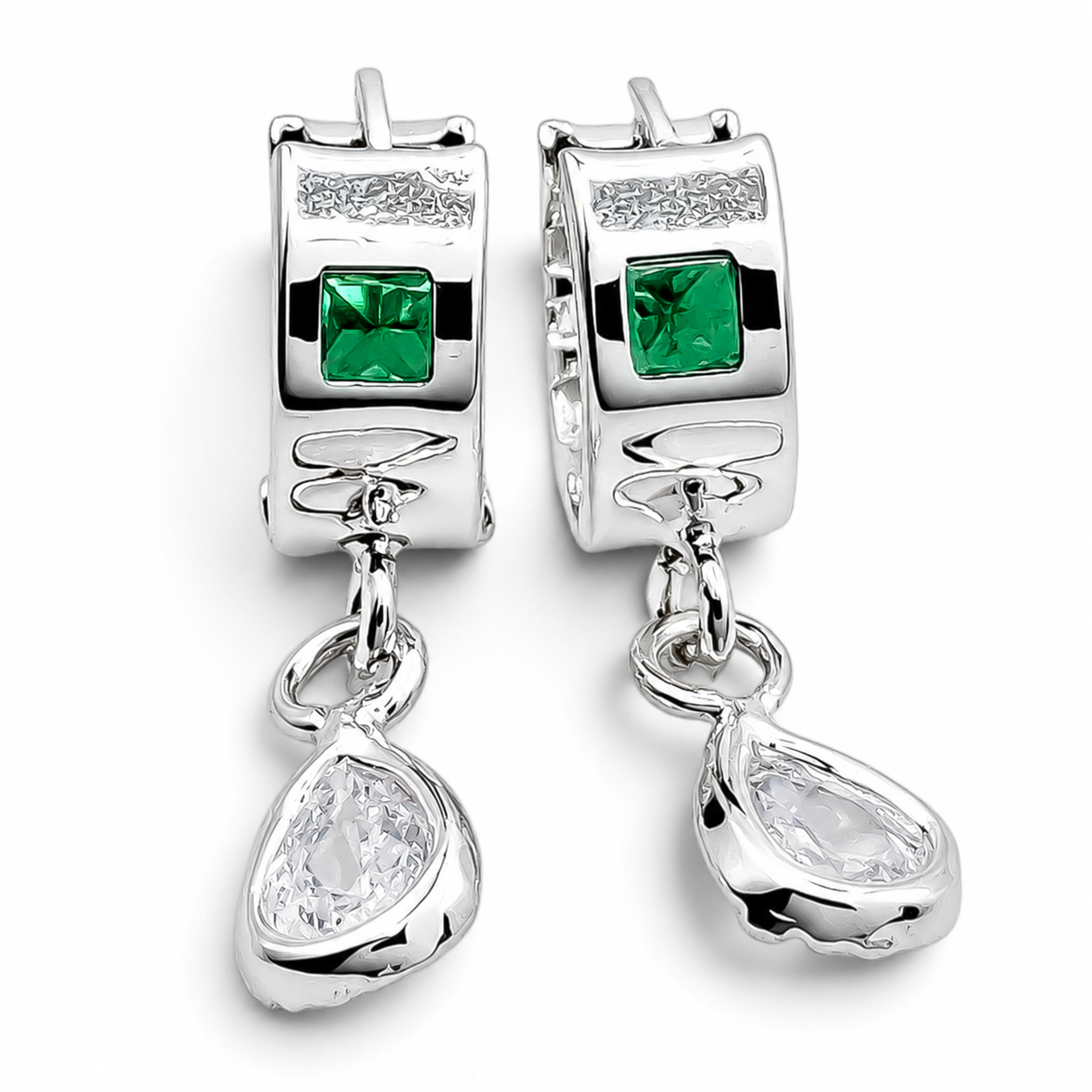 Hugguies Verde Gota Plata Ley 925