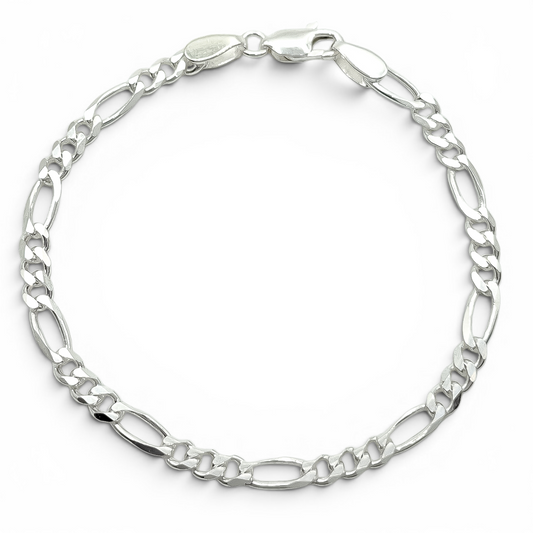 Pulso Figaro Liso 4mm Plata Ley 925