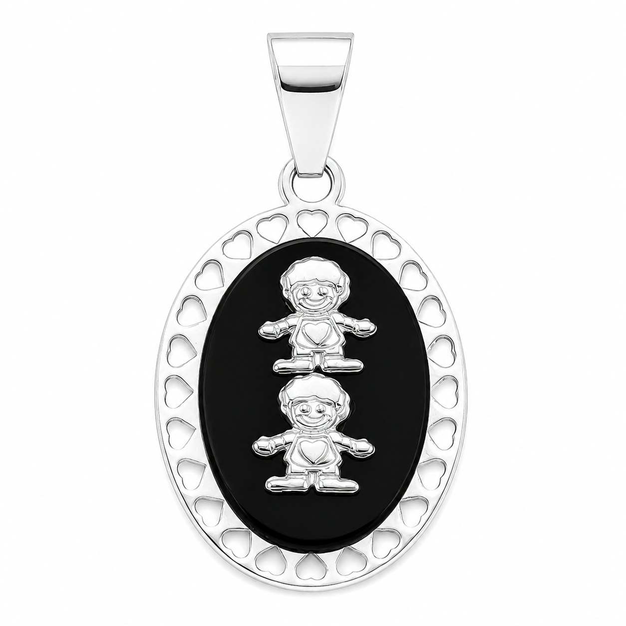 Dije Oscuro 2 Niños Plata Ley 925