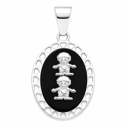 Dije Oscuro 2 Niños Plata Ley 925