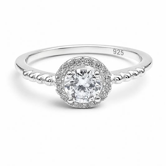 Anillo Zirconia Redonda Plata Ley 925