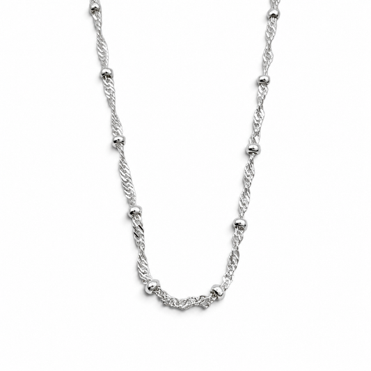 Cadena Bolita Cuba 2mm Plata Ley 925