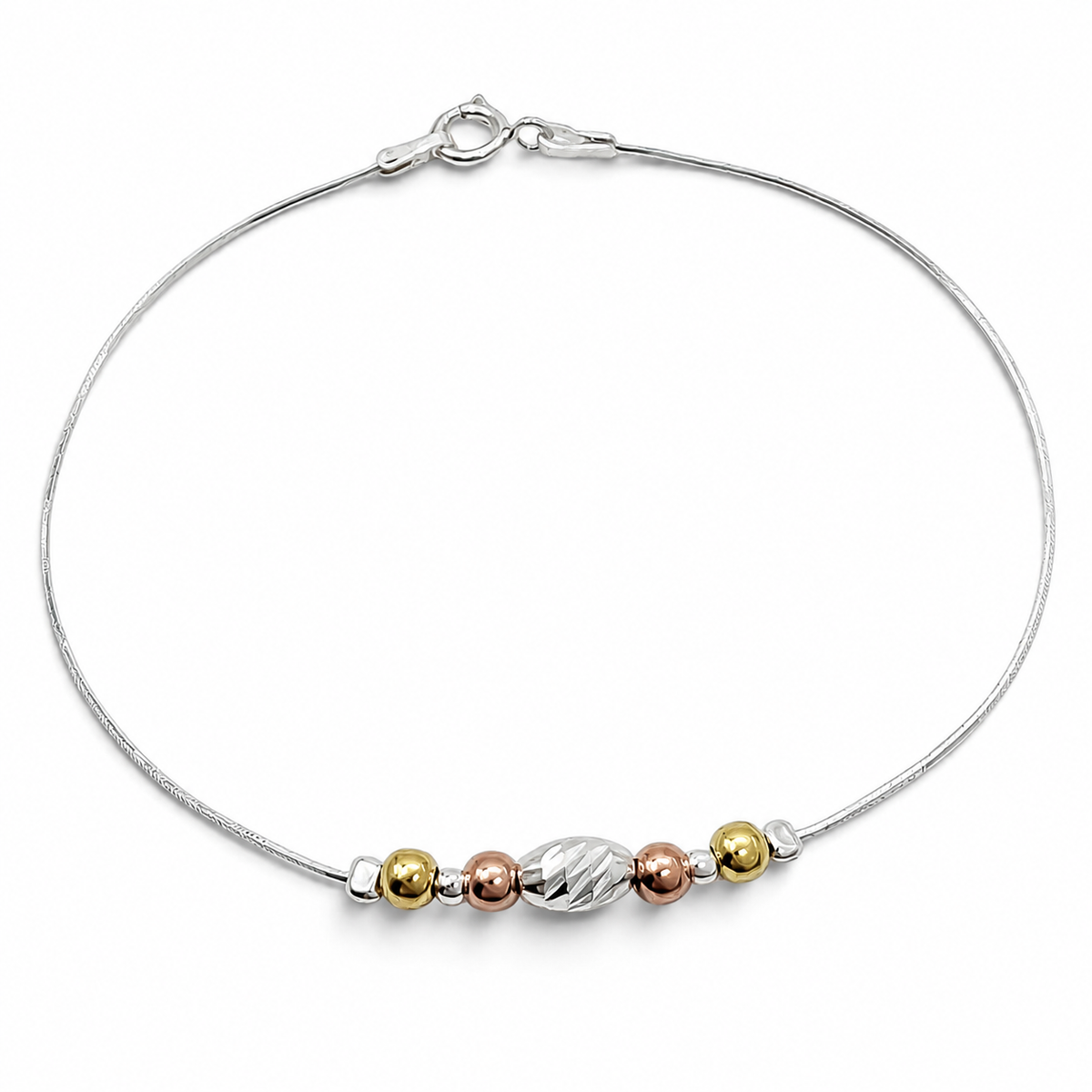 Pulsera Bola Tricolor Plata Ley 925